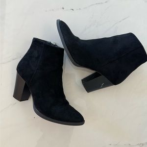 Black Vegan Suede Western Ankle Boots